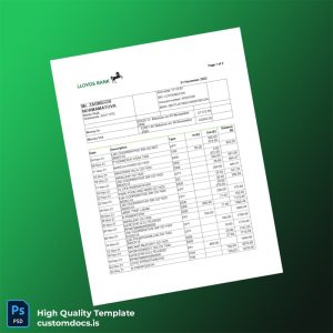 UK Lloyds Bank Bank Statement Template in Word and PDF formats
