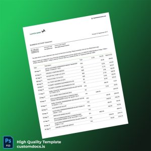 UK Lloyds Bank Business Account Statement Template in Word and PDF formats