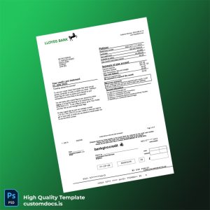 UK Lloyds Bank Statement Template in Word and PDF formats