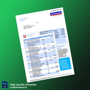 UK NBS Bank Statement Template in Word and PDF formats