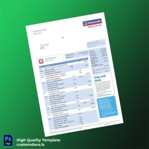 UK Nationwide Bank Statement Template in Word and PDF formats