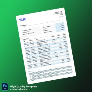 UK Sterling Post Ltd Bank Statement Template in Word and PDF formats