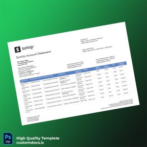 UK SumUp Account Statement Template in Word and PDF formats