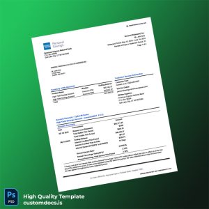 USA American Express Bank Statement Template in Word and PDF formats