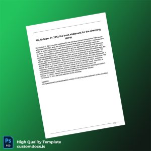 USA Bank of America Bank Statement Template in Word and PDF formats