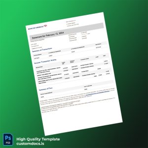 USA Bank of America Billing Bank Statement Template in Word and PDF formats