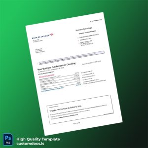 USA Bank of America Fake Bank Statement Template in Word and PDF formats