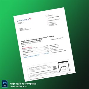 USA Bank of America Statement Template in Word and PDF formats