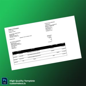 USA Bank of Domino Account Statement Template in Word and PDF formats