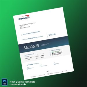 USA Capital One Account Statement Template in Word and PDF formats