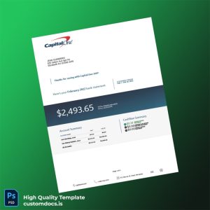 USA Capital One Bank Statement Template in Word and PDF formats