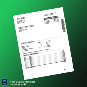 USA Chase Bank Account Statement Template in Word and PDF formats