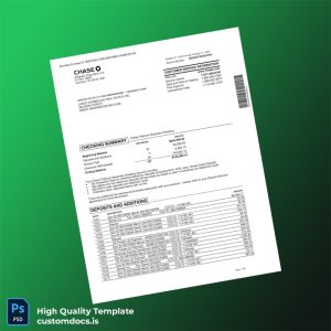 USA Chase Business Bank Statement Template in Word and PDF formats