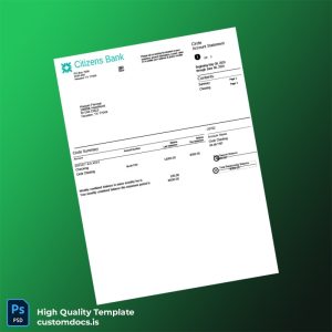 USA Citizens Bank Account Statement Template in Word and PDF formats