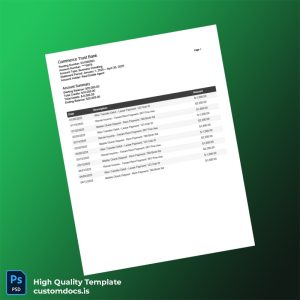 USA Commerce Trust Bank Statement Template in Word and PDF formats