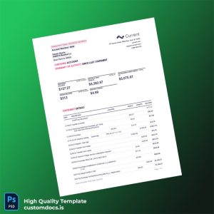 USA Current Bank Statement Template in Word and PDF formats