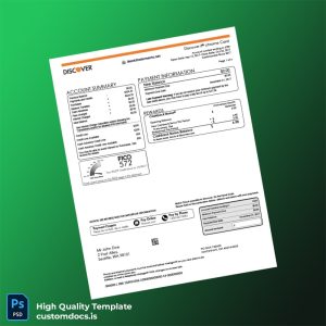 USA Discover Credit Card Statement Template in Word and PDF formats
