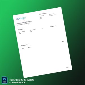 USA Dough Bank Account Statement Template in Word and PDF formats