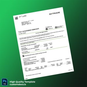 USA Etrade Bank Statement Template in Word and PDF formats