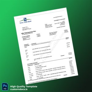 USA Fifth Third Bank Statement Template in Word and PDF formats