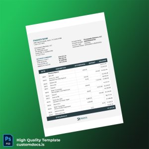 USA Finance Bank Statement Template in Word and PDF formats