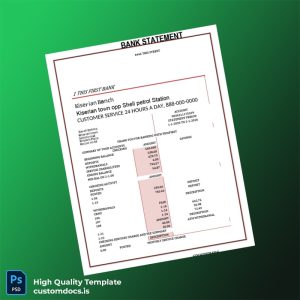 USA First Bank Bank Statement Template in Word and PDF formats
