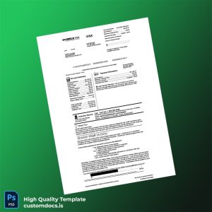 USA First National Bank of Omaha Credit Card Statement Template in Word and PDF formats