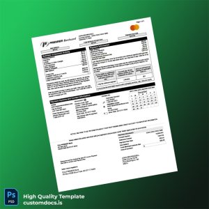 USA First PREMIER Bank Credit Card Statement Template in Word and PDF formats