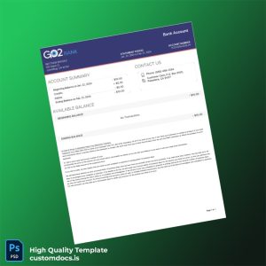USA Go2bank Bank Statement Template in Word and PDF formats