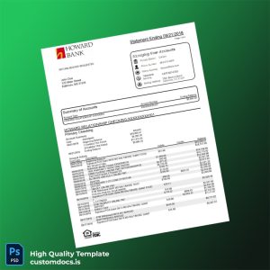 USA Howard Bank Statement Template in Word and PDF formats