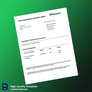 USA Huntington National Bank Statement Template in Word and PDF formats