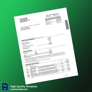 USA JPMorgan Chase Bank Statement Template in Word and PDF formats