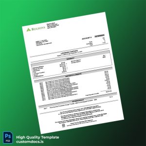 USA Regiones Bank Statement Template in Word and PDF formats