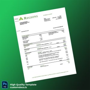 USA Regions Bank Statement Template in Word and PDF formats
