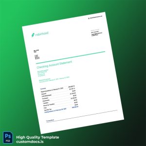 USA Robinhood Checking Account Statement Template in Word and PDF formats