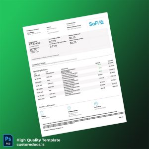 USA SOFI Bank Statement Template in Word and PDF formats