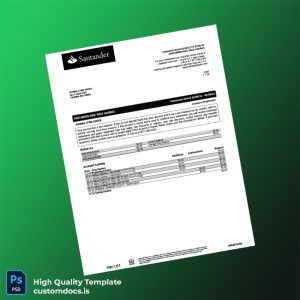 USA Santander Bank Statement Template in Word and PDF formats