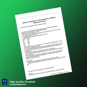 USA State Bank Bank Statement Template in Word and PDF formats