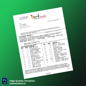 USA TCF Bank Statement Template in Word and PDF formats