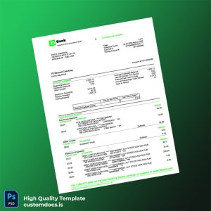 USA TD Bank Statement Template in Word and PDF formats