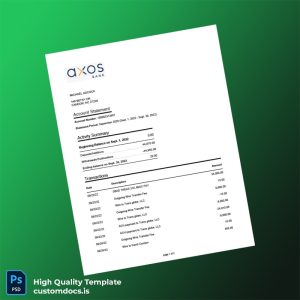 USA The Bancorp Bank Account Statement Template in Word and PDF formats