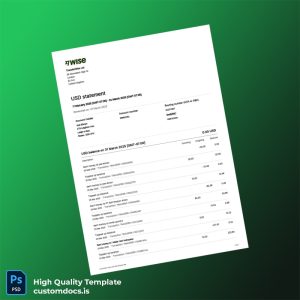 USA TransferWise Ltd Bank Statement Template in Word and PDF formats
