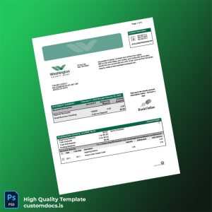 USA Washington County Bank Statement Template in Word and PDF formats