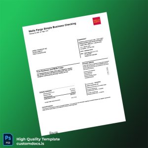 USA Wells Fargo Bank Statement Template in Word and PDF formats