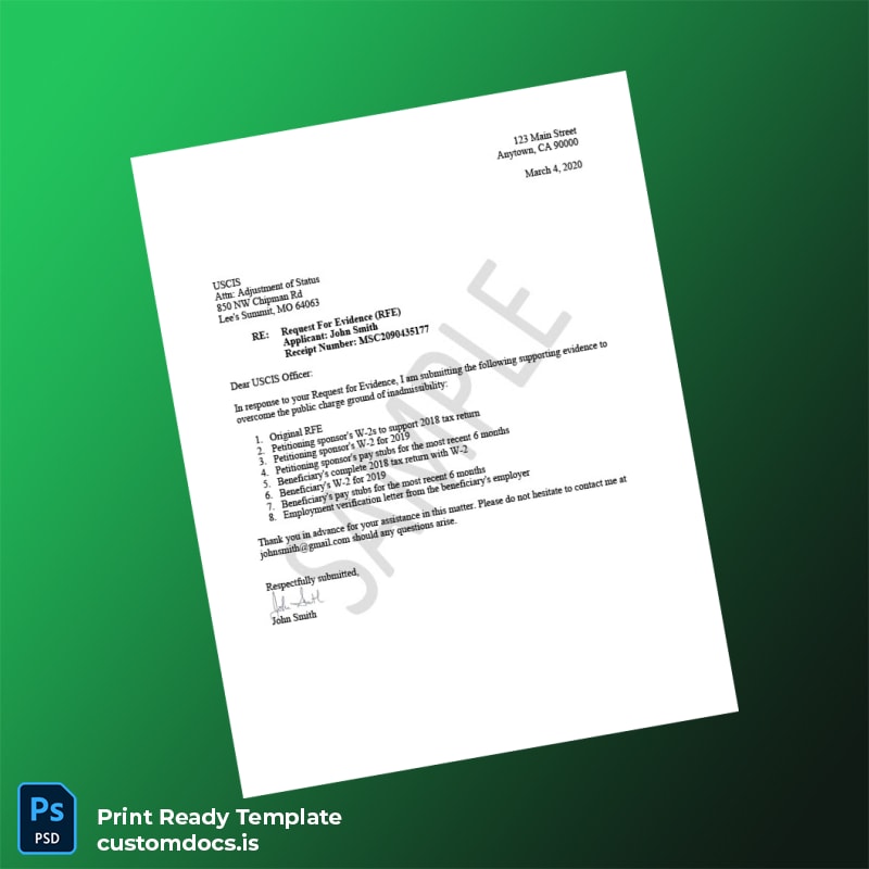 custom USCIS Employment Verification Letter Template - Word & PDF File Preview - CustomDocs