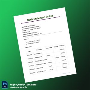 Uganda Bank Of Uganda Bank Statement Template in Word and PDF formats