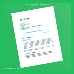 custom United Arab Emirates Aster Medical Centre Employment Verification Letter Template - Word & PDF File Preview - CustomDocs