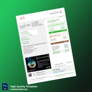 United Arab Emirates Dubai Electricity Water Authority Editable Utility Bill Template in Word and PDF formats