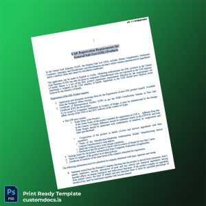 custom United Arab Emirates Ministry of Health GSL Product Registration Requirements Template - Word & PDF File Preview - CustomDocs