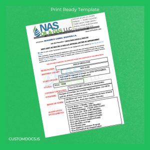 custom United Arab Emirates Nas Oil Gas LLC Employment Verification Letter Template - Word & PDF File Preview - CustomDocs